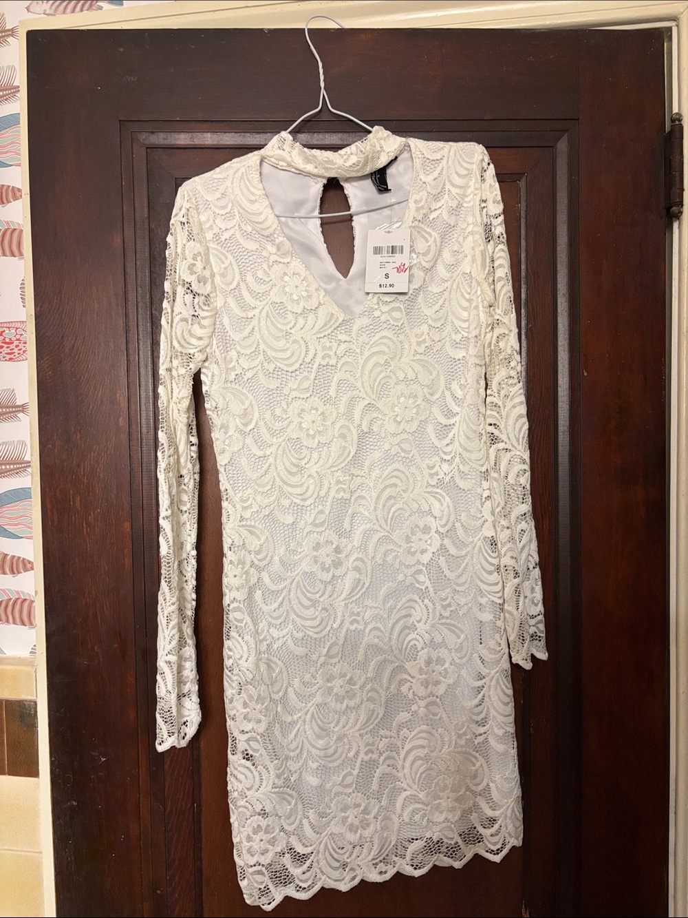 Forever 21 White Ivory Lace Long Sleeve Dress
